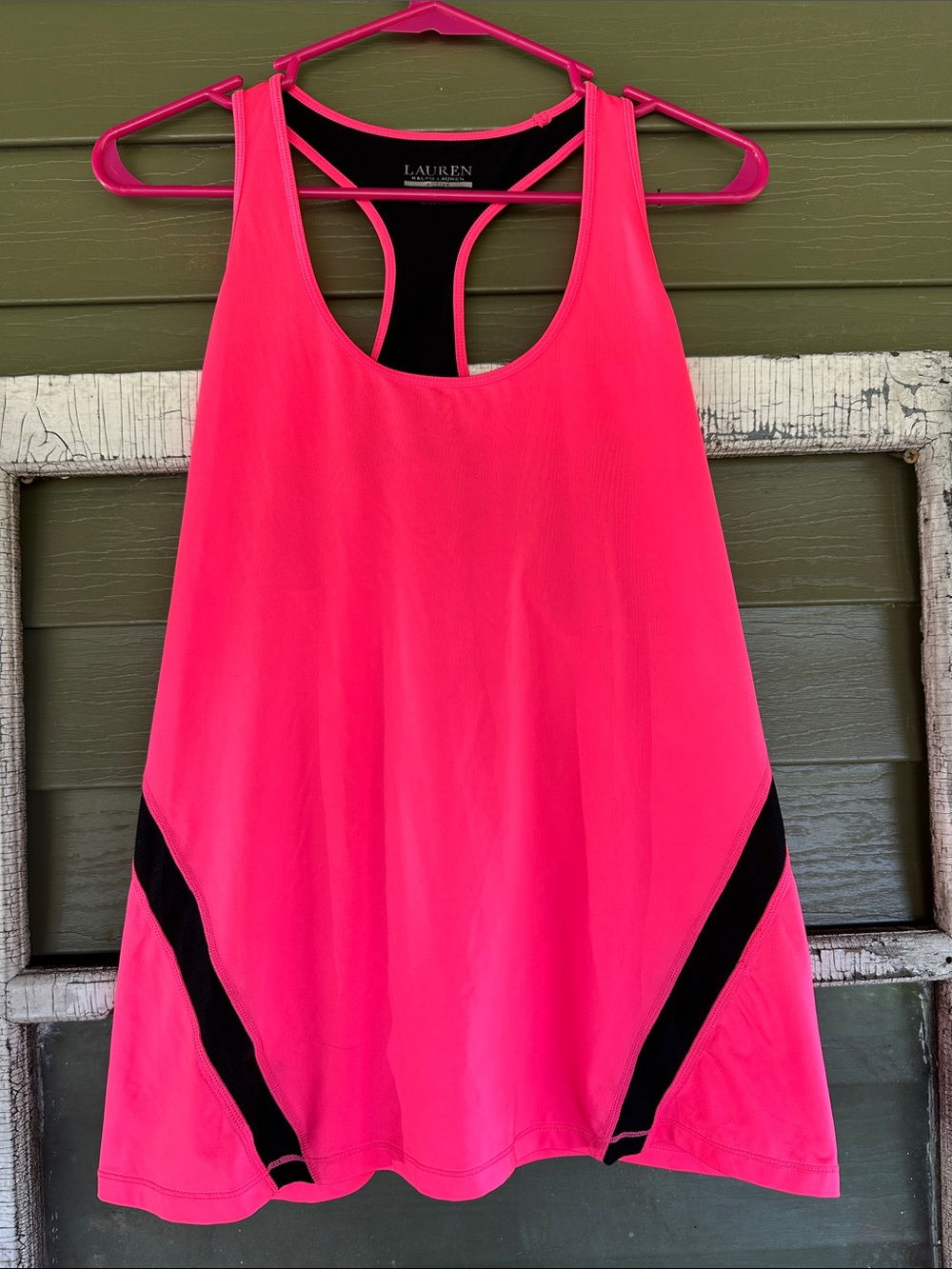 Lauren Ralph Lauren Hot Pink Racerback Tank with Black Panels